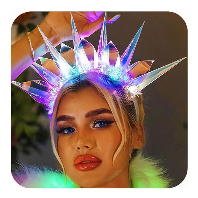 BARTOSI Light Up Headband LED Glow Hairbands Goddess Headpiece Festival Costume Hair Accessories for Women
