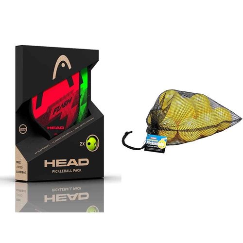 HEAD Flash Pickleball Pack + Tourna Strike Outdoor Pickleballs