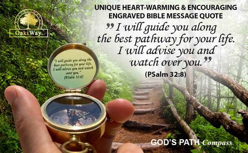 God's Path Compass - Religious Gifts for Men, Baptism Gift for Teenage Boys, Christian, Catholic, Communion, Confirmation, Graduation, Sentimental & Inspirational Present - Greeting Card Included