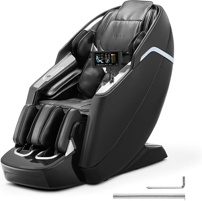 VEVOR 4D+3D Full Body Massage Chair - SL Track, AI Voice Control, Electric Extendable Footrest, Yoga Stretch, TFT Touchscreen, Home Relaxation
