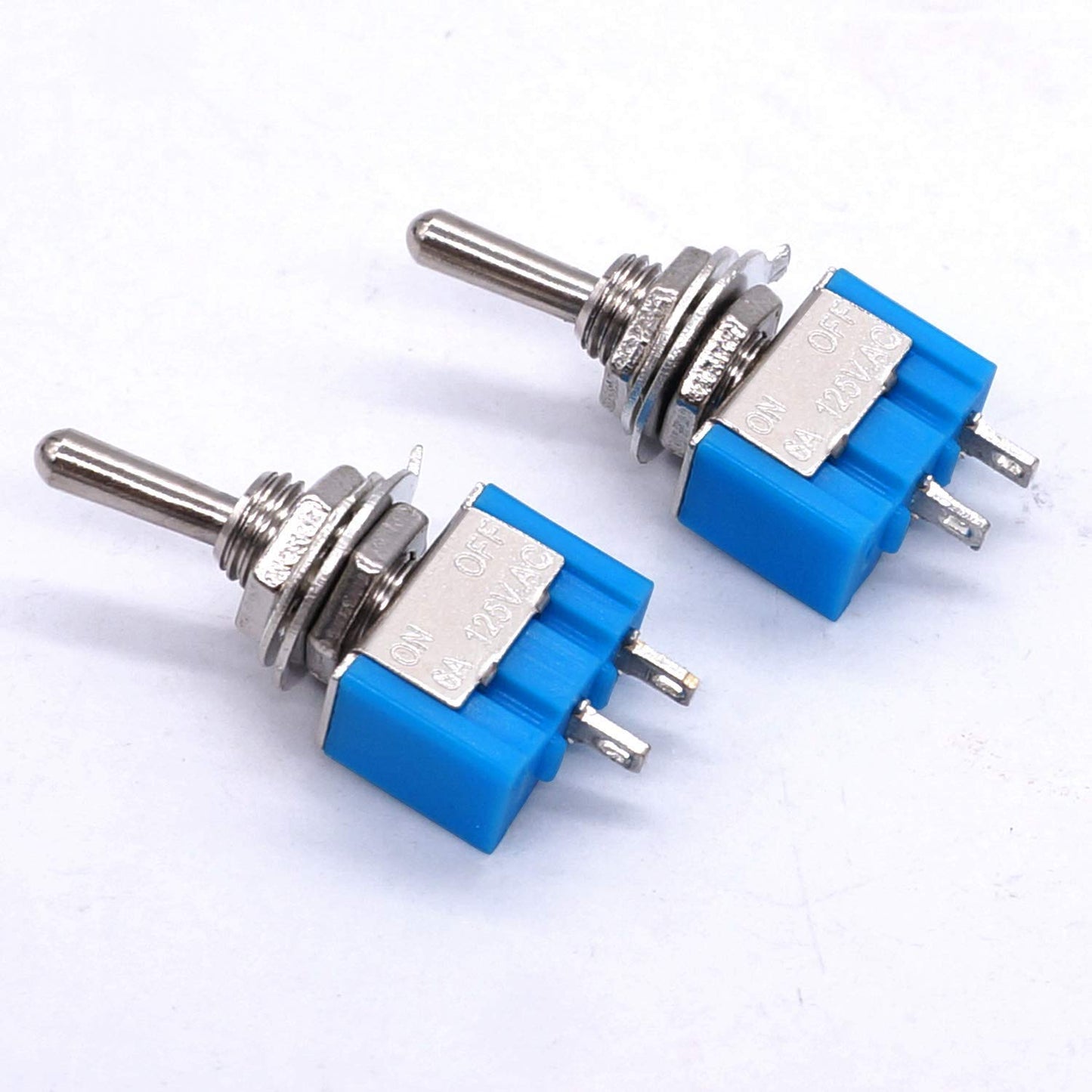 Taiss 10PCS SPST Mini Toggle Switch 2 Pin 2 Position ON/Off Miniature Toggle Switch 6A 125V MTS-101
