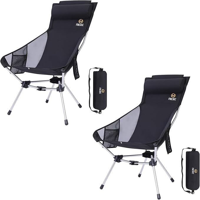 Nice C Camping Chair, Portable Chair, Lawn Chairs Ultralight High Back Folding Camping Chair, Backpacking Chair