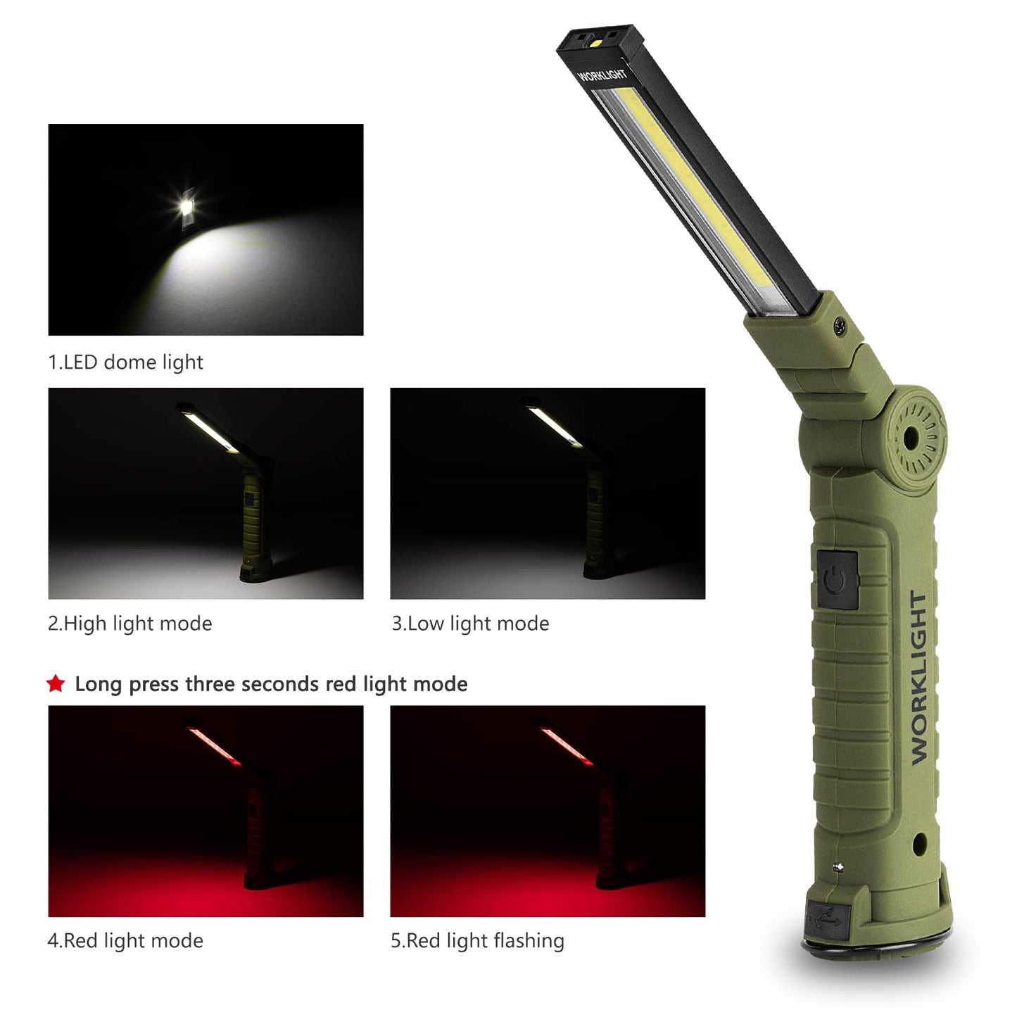 Lmaytech Men Tools for Christmas Birthday Gift 2 Packs LED Rechargeable Work Light Flashlights, 360°Rotate 5 Modes,Gifts for Men Him Dad Handyman for Car Repair, Grill and Outdoor