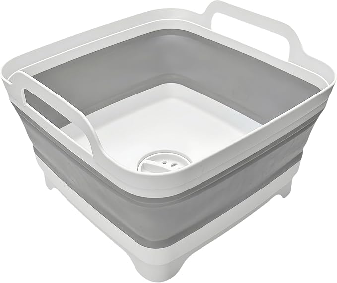 MontNorth Collapsible Wash Basin 9L, Foldable Dish Tub with Drain Plug, Portable Collapsible Dish Basin, Camping Sink for ...