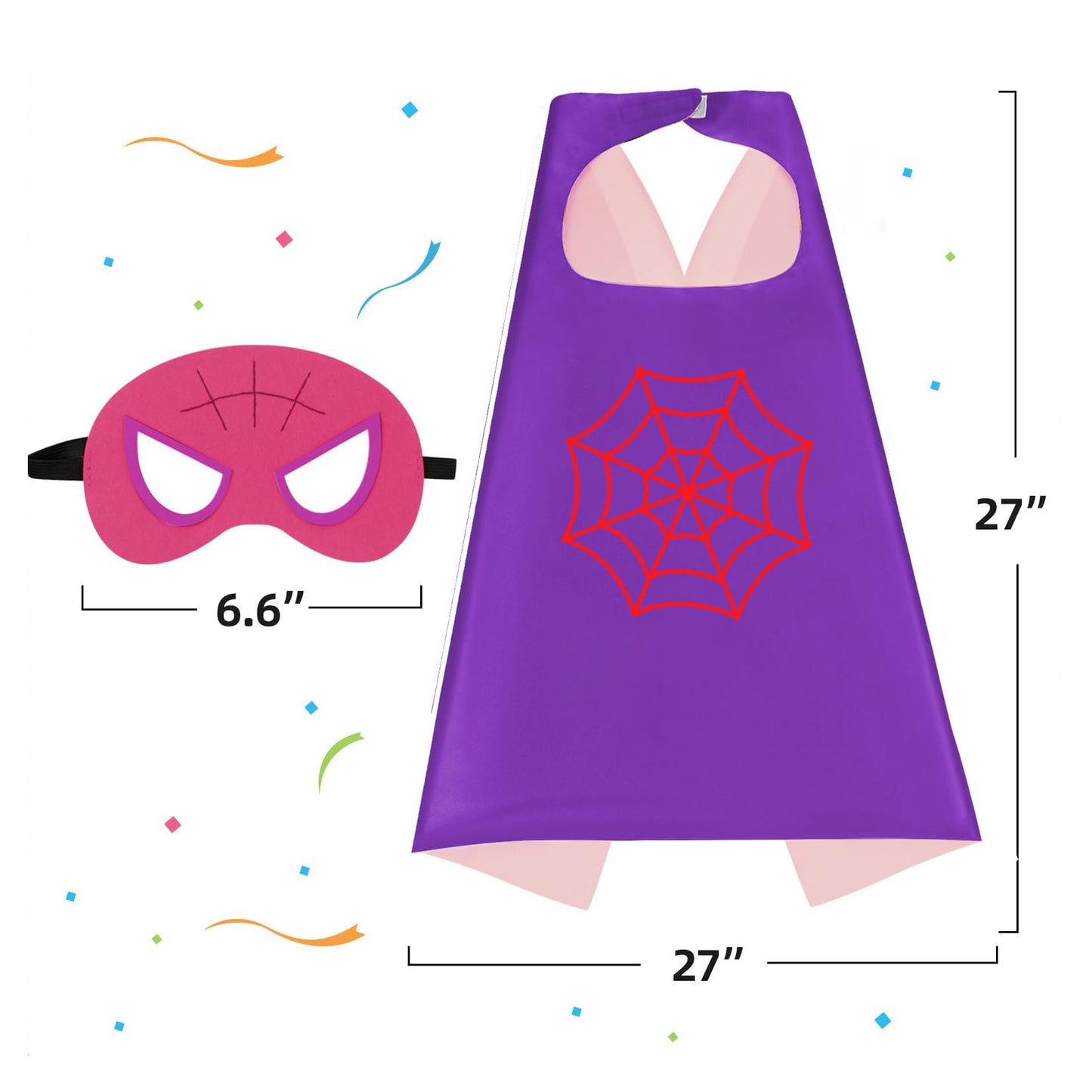 Kids Superhero Cape and Mask for Boy and Girl, Super Hero Costume Halloween Dress Up, Toys for 3-10 Year Old Boys Girls (Purple, Small)
