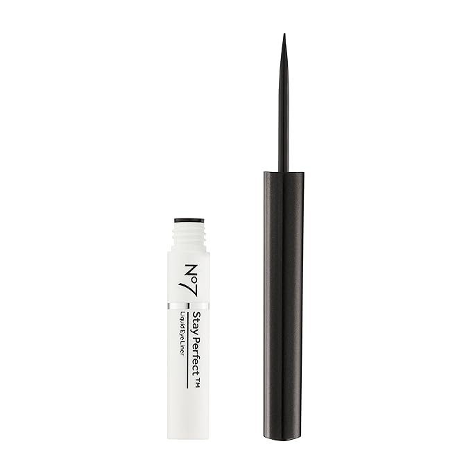 No7 Stay Perfect Liquid Eye Liner - Black - Precision Tip Liquid Eye Makeup - Quick Drying, Smudge Proof Black Eye Liner - Long Lasting Up to 24 Hours (1.7ml)