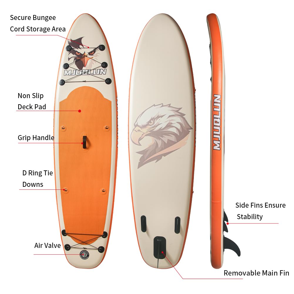 Upgrade Stand Up Paddle Board 10’6” with 32” Wide Stable, Double Ended Paddle,Non Slip Deck,Dual Action Pump,Fast Inflatable SUP Great for Adults and Kids
