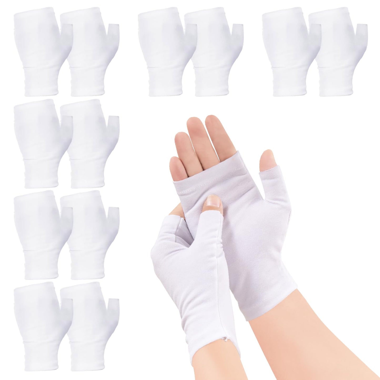 6 Pairs Cotton Gloves Eczema, Cotton Eczema Gloves for Women and Men, Touchscreen Fingerless White Gloves for Art Handling, Fing