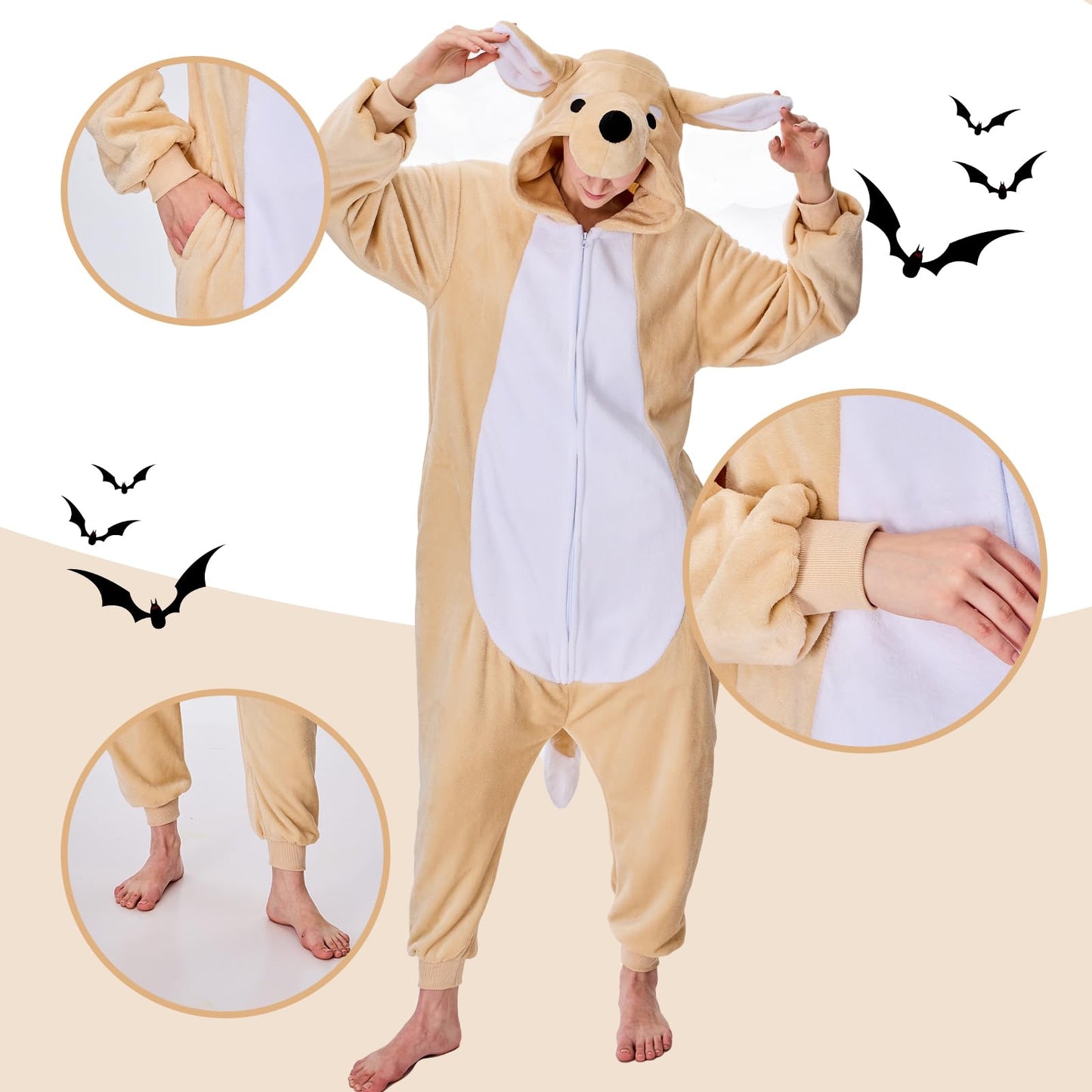 NEWCOSPLAY Unisex Adult Dog Onesie Pajamas Animal One Piece Costume Cosplay Sleepwear (Dog, Large)
