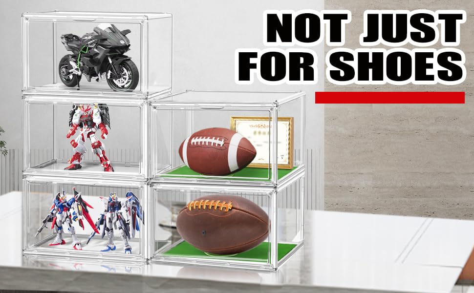 EZJOB 1 Pack Clear Shoe Organizer for Closet Shoes Storage Box for Sneakerheads Plastic Stackable Sneaker Display Case Storage Bins with Lids,Size 14