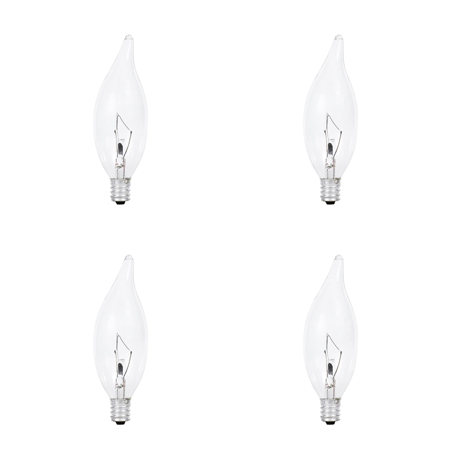 Sylvania Double Life Incandescent Light Bulb, B10, 25W, 150 Lumens, 2850K, Candelabra Base, Clear, Soft White - 4 Pack (13306)