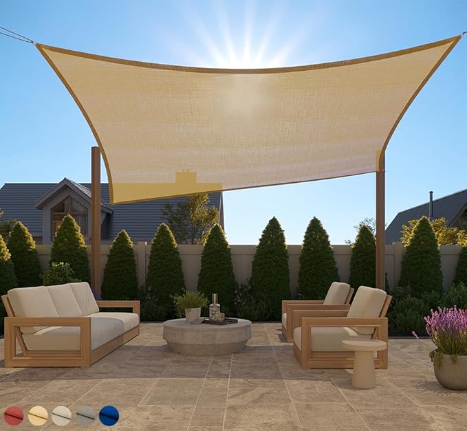 GORILLA GRIP Heavy Duty Sun Shade, UV Protection Fade Tear and Rust Resistant Rectangle Sunshade Canopy, Curved Edges Bloc...