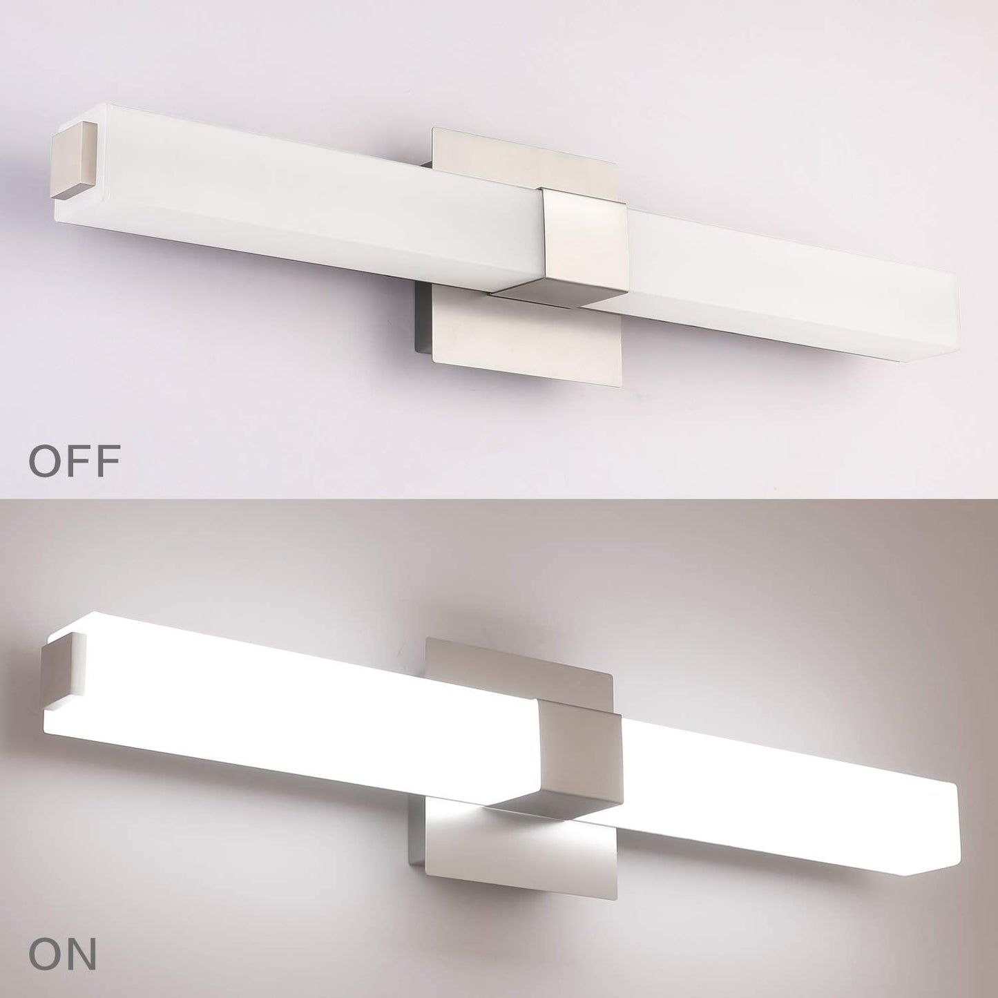 ZUZITO LED Bathroom Vanity Light - 24 inch Brushed Nickel Vanity Lights - Modern Bathroom Light Fixtures Over Mirror 6000K Cool White