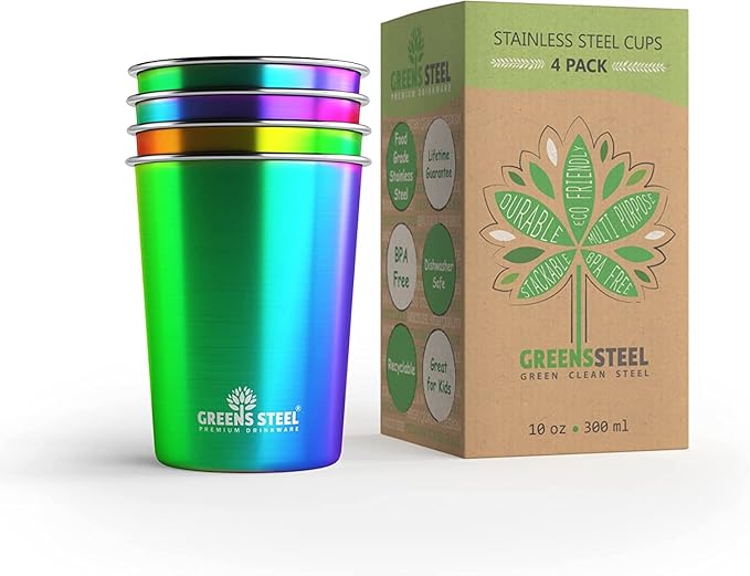 10oz Kids Cups – Stainless Steel Cups for Home, Party, Camping & Outdoor Activities – BPA Free, Unbreakable, Premium Stack...