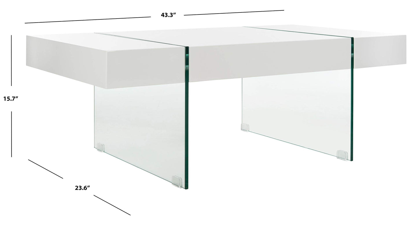 Safavieh Home Jacob White and Glass Leg Coffee Table