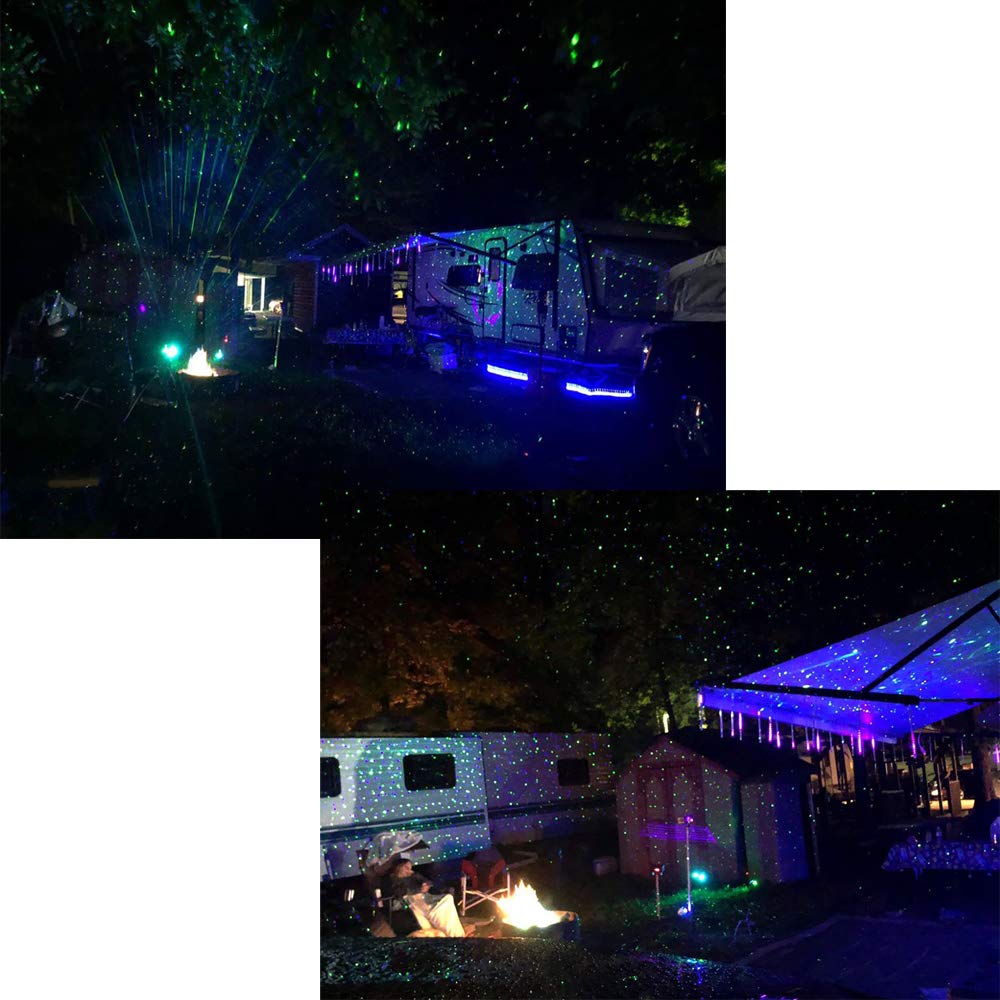 Poeland Garden Lights Moving Laser Christmas Lights Firefly Star Projector for Home and Garden Blue/Green