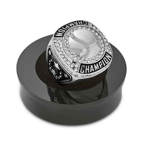 Express Medals Pack of 12 Champion Baseball Softball Trophy Rings Award Gift Fantasy Prize with Display Neck Chain and Stand Team PK S