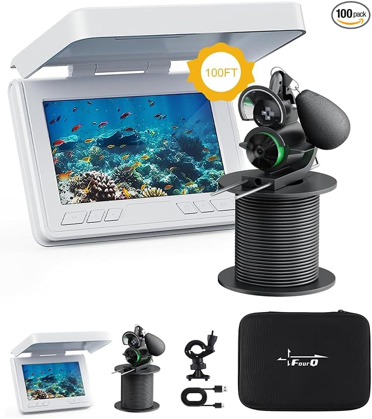 FourQ Underwater Fishing Camera,Fishing Camera Ice vexilar Fish find 4.3 inch HD Display Screen Underwater W/ 5000mah Li-B...