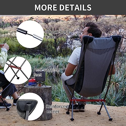 Naturehike Folding Camping Chair, Lightweight High Back Portable Compact Chair, Large Heavy Duty 330lbs for Adults, Hiking...