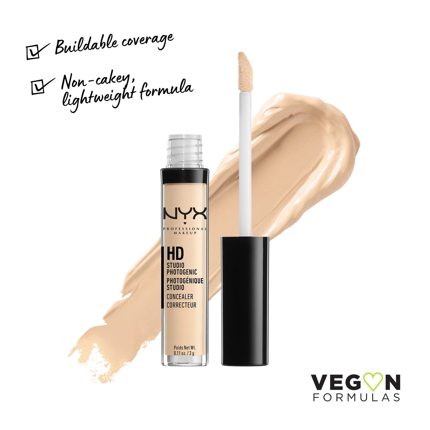 NYX PROFESSIONAL MAKEUP HD Studio Photogenic Concealer Wand, Medium Coverage - Sand Beige