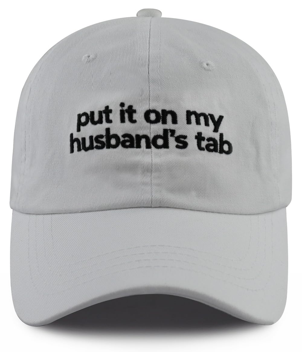 Gifts for Wife Husband, Put It On My Hubby's Tab Hat, Hubby and Wifey Baseball Cap, Funny Christmas Anniversary Birthday Gifts for Dad Mom Women Men White