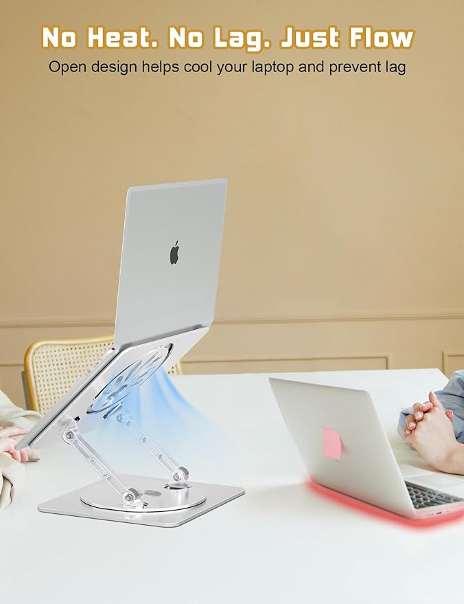 Axbima Adjustable Laptop Stand for Desk-360° Rotating Foldable Laptop Holder Ergonomic Laptop Riser for MacBook Pro/Air Dell HP Lenovo Notebook up to 16.3",Silver