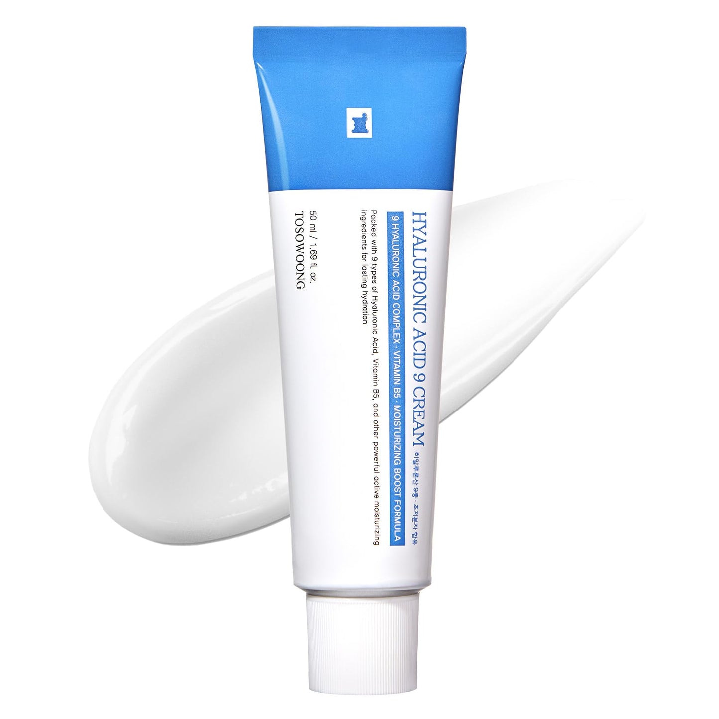 TOSOWOONG Hyaluronic Acid 9 Cream, Vitamin B5, Collagen, Niacinamide, Centella Asiatica Extract, Long-lasting Hydration, Daily M