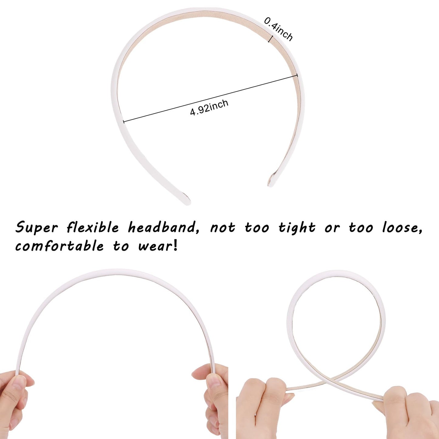 Wecoe White Satin Headbands, 10pcs Non Slip Fashion Hair Bands for Women & Girls' Hair - Holiday & DIY Costume Accessories