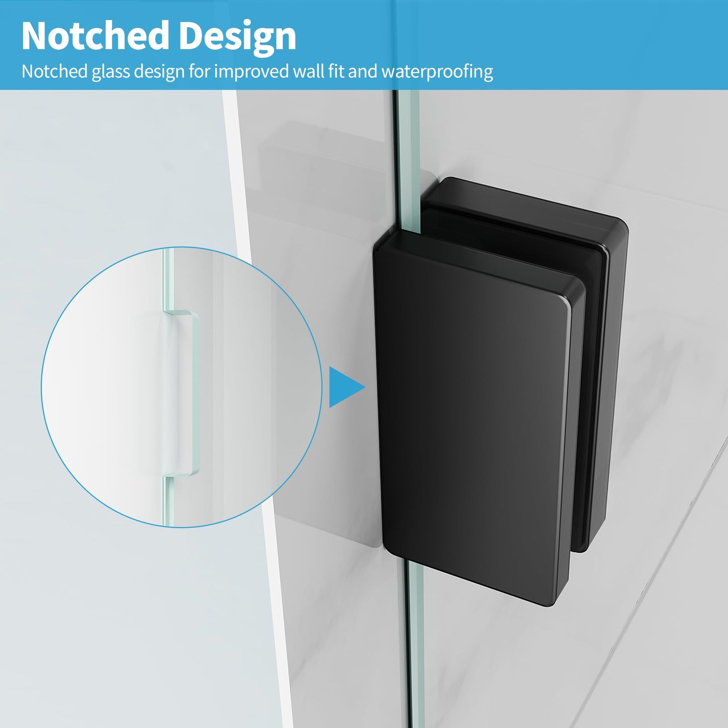 Shower Glass Panel, 32" W x 78.75" Fixed Shower Screen Panel with 3/8"(10mm) SGCC Clear Tempered Glass, Frameless Walk in Shower Door for Bathroom (Matte Black, 32" W x 78.75" H)