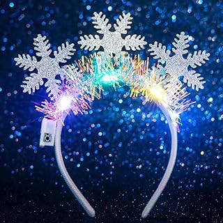 Aiosy Light Up Christmas Headband LED Snowflakes Hairbands Xmas Festival White Snowflake Headpieces Winter Party Supplies ...