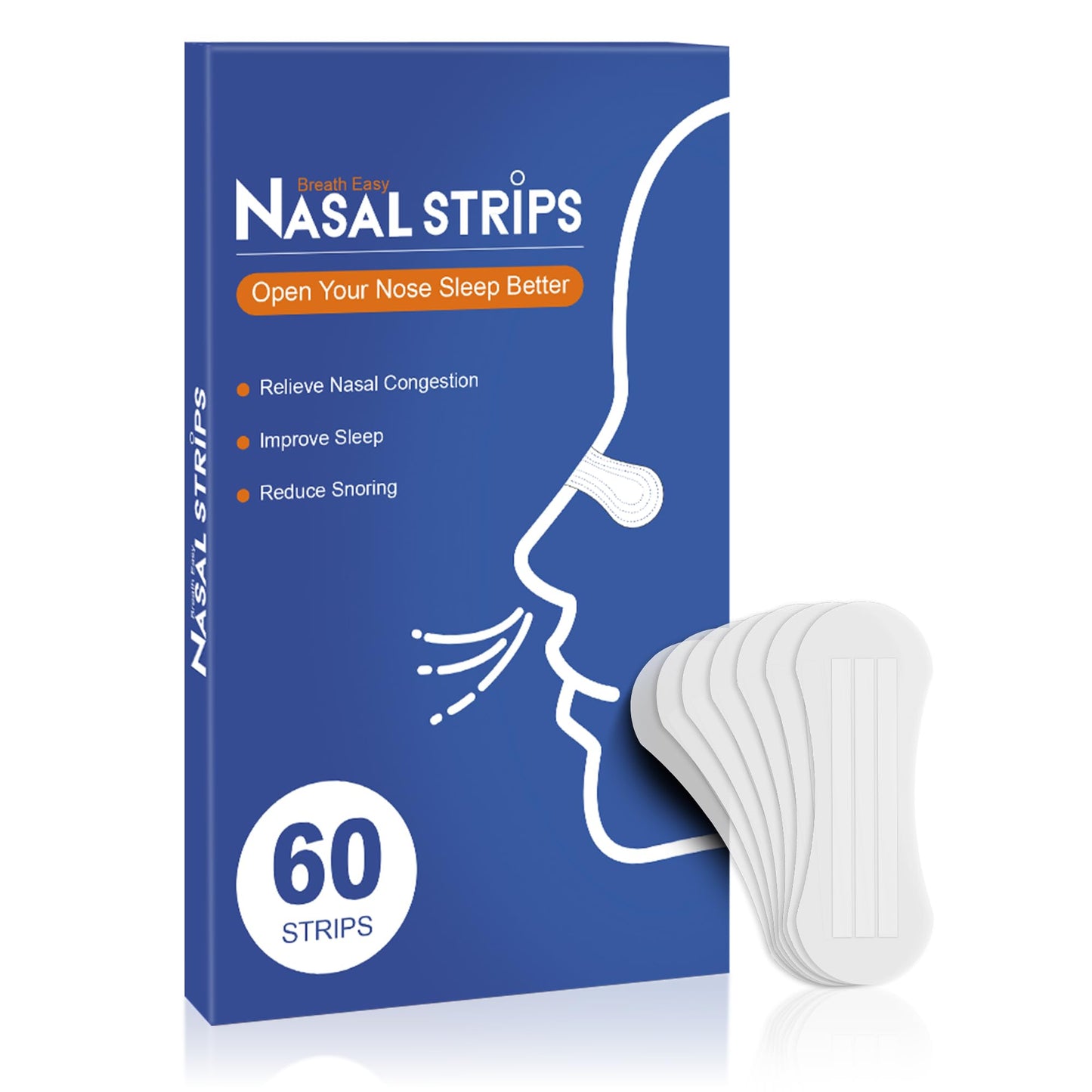 60Pcs Nasal Strips for Snoring, Nose Strips for Breathing, Snore Strips for Men & Women, Helps Reduce Snoring & Improves Sleep (Clear)
