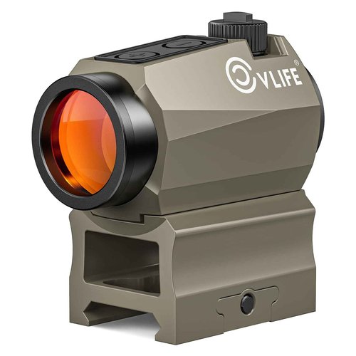 CVLIFE JackalHowl Red Dot Sight, Motion Awake 2 MOA Red Dot Optics, IPX7 Waterproof & Fogproof, 50,000H Battery Life, 1x20mm Compact Red Dot Scope for 21mm Picatinny Rail, Absolute Co-Witness (Sand)