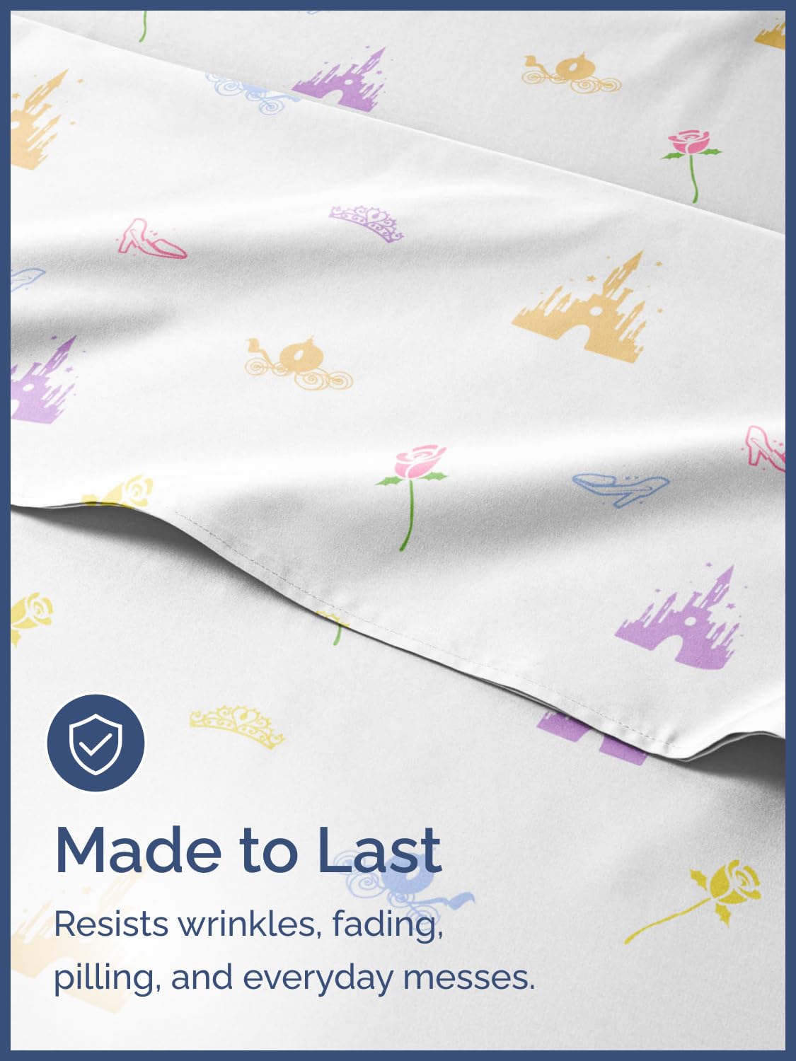 Kids Full Size Princess Bed Sheets - 4 Piece Kids Princess Sheet Set - Castle Themed Bedding - Ultra-Soft, Cute & Cozy - Breathable & Machine Washable - Rose Bed Set for Boys, Girls, Teens & Toddlers
