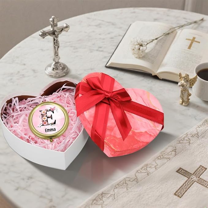 Eunigem Personalized Compact Flower Mirror for Women-Makeup Small Purse Mirror Custom Gift for Girls Women Christians (Rose Color)