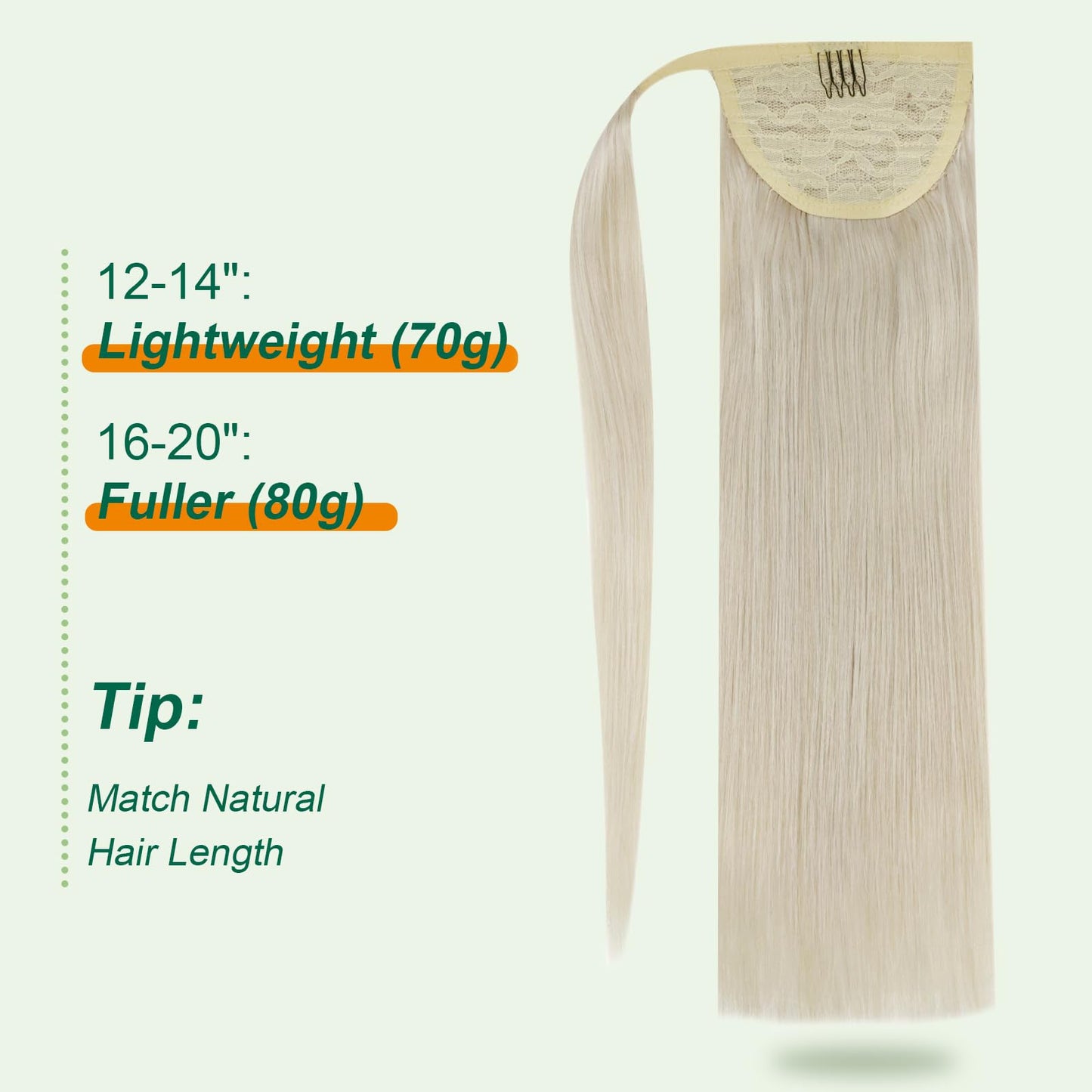 Easyouth Hair Ponytail Extension Blonde Pony Tails Hair Extensions White Blonde 14 Inch Real Hair Ponytail Extension Add Length