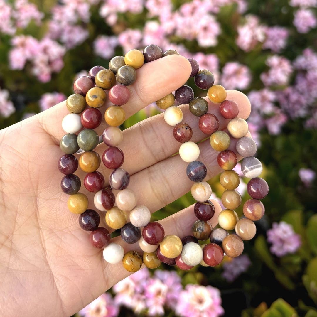 Adabele Real Natural Mookaite Jasper Gemstone Beaded Bracelet 7.5 inch Stretch Chakra Healing Crystal Stone Jewelry Women Birthd