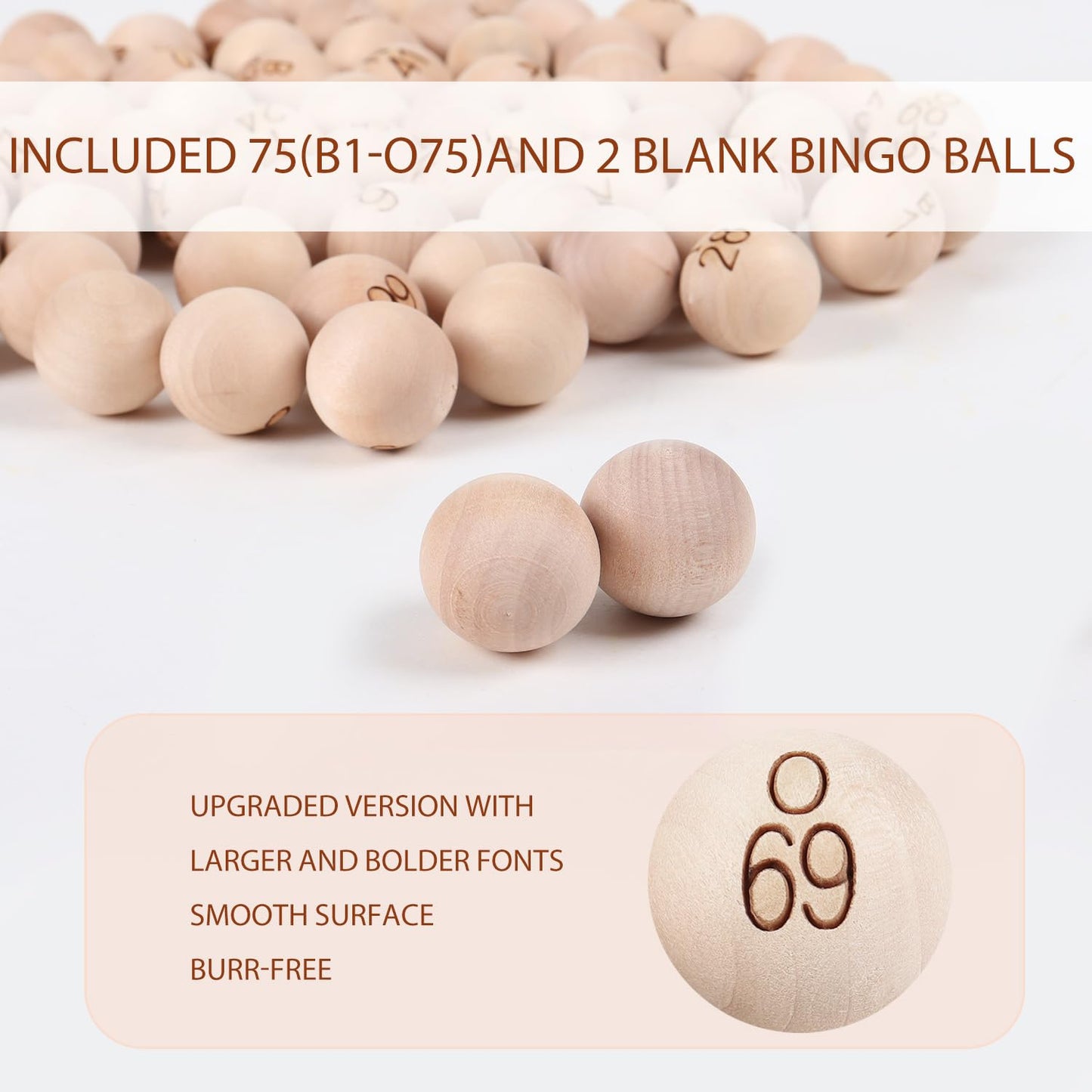 GSE Games & Sports Expert 7/8-Inch Bingo Balls, Solid Wooden Replacement Bingo Game Balls for Parties, Prize Raffles