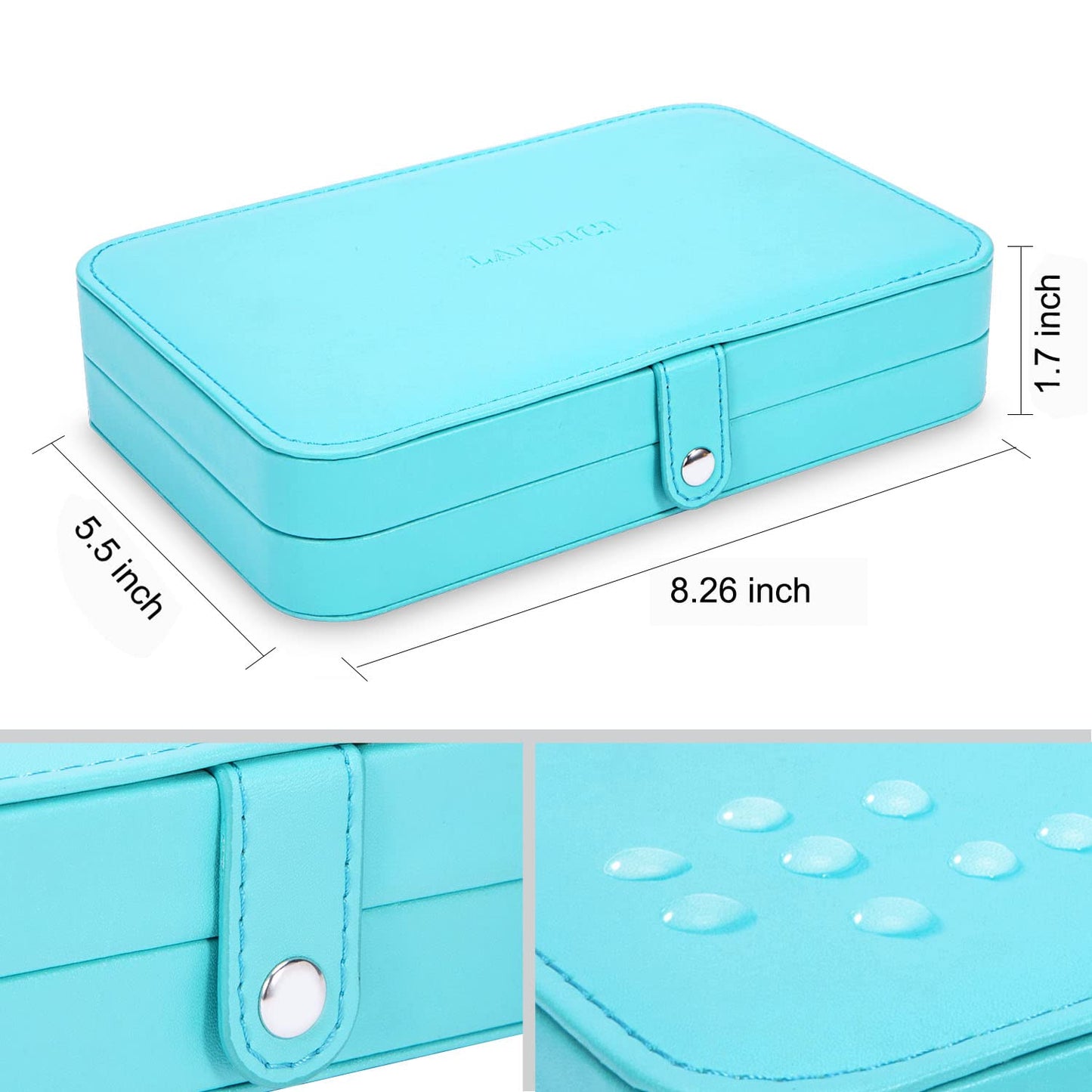 LANDICI Small Jewelry Box for Women Girls, PU Leather Travel Jewelry Organizer Case, Portable Jewellery Storage Holder Display f