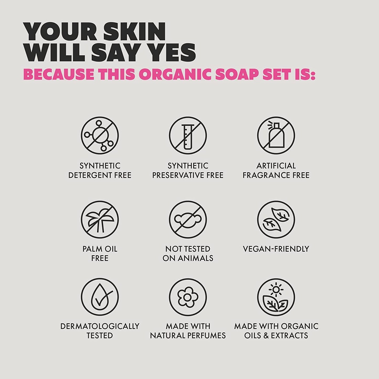 Skin Said Yes Organic Soaps Bars (Set of 8) - Shea Butter, Olive Oil, Lavander, Sandalwood, Aloe Vera & Cucumber Extract-All Nat