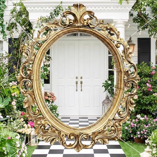 Tea Party Decoration Photography Backdrop Gold Mirror Themed Photo Booth Props Hanging Banner Background for Baby Shower B...