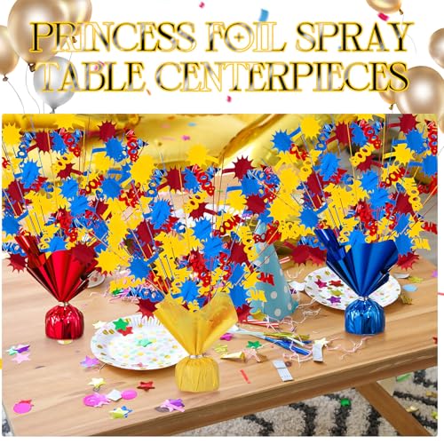 Maysing 3 Sets Hero Foil Spray Centerpiece Party Boom Table Decorations for Banquet Karaoke 50s Wedding Graduation Red Yel...