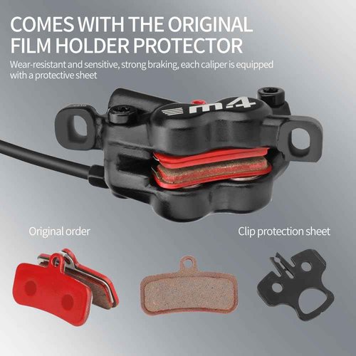 MEROCA M4 4-Piston Mountain Bike Hydraulic Disc Brakes Oil Brake Bike Brakes Ebike Hydraulic Brakes Bike Disc Brake (Left Back Right Front)