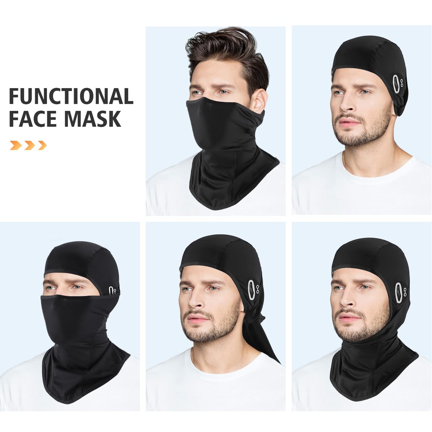 Summer Balaclava Men Women Cooling Ice Silk Face Mask Sun UV Protection Balaclava Hood for Cycling Motorcycling Black (Black+Black)