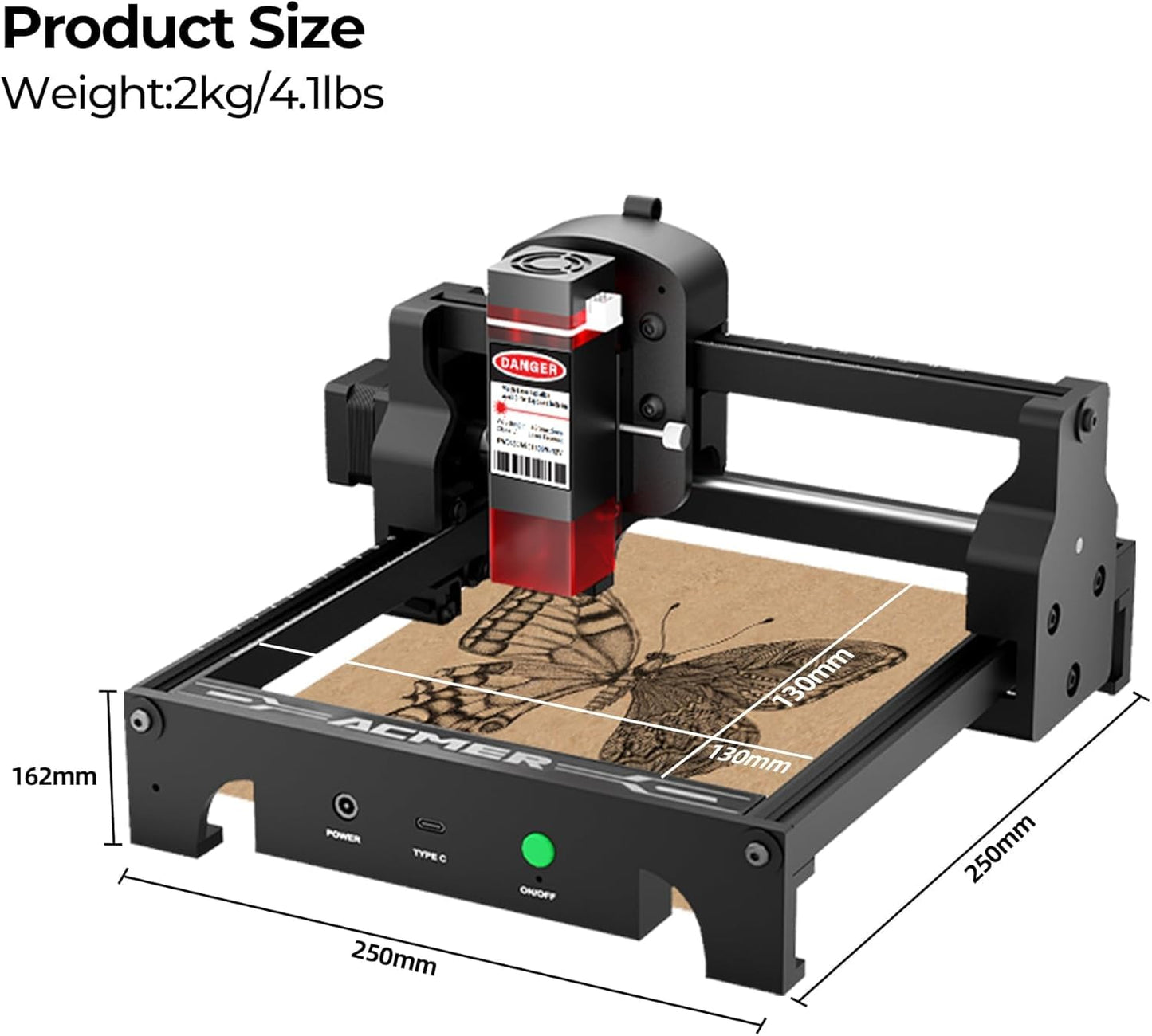 Laser Engraver Machine, 3500mW High Precision Laser Cutter and Engraving Machine, 130x130mm Working Area for Wood and Metal, DIY Laser Engraver