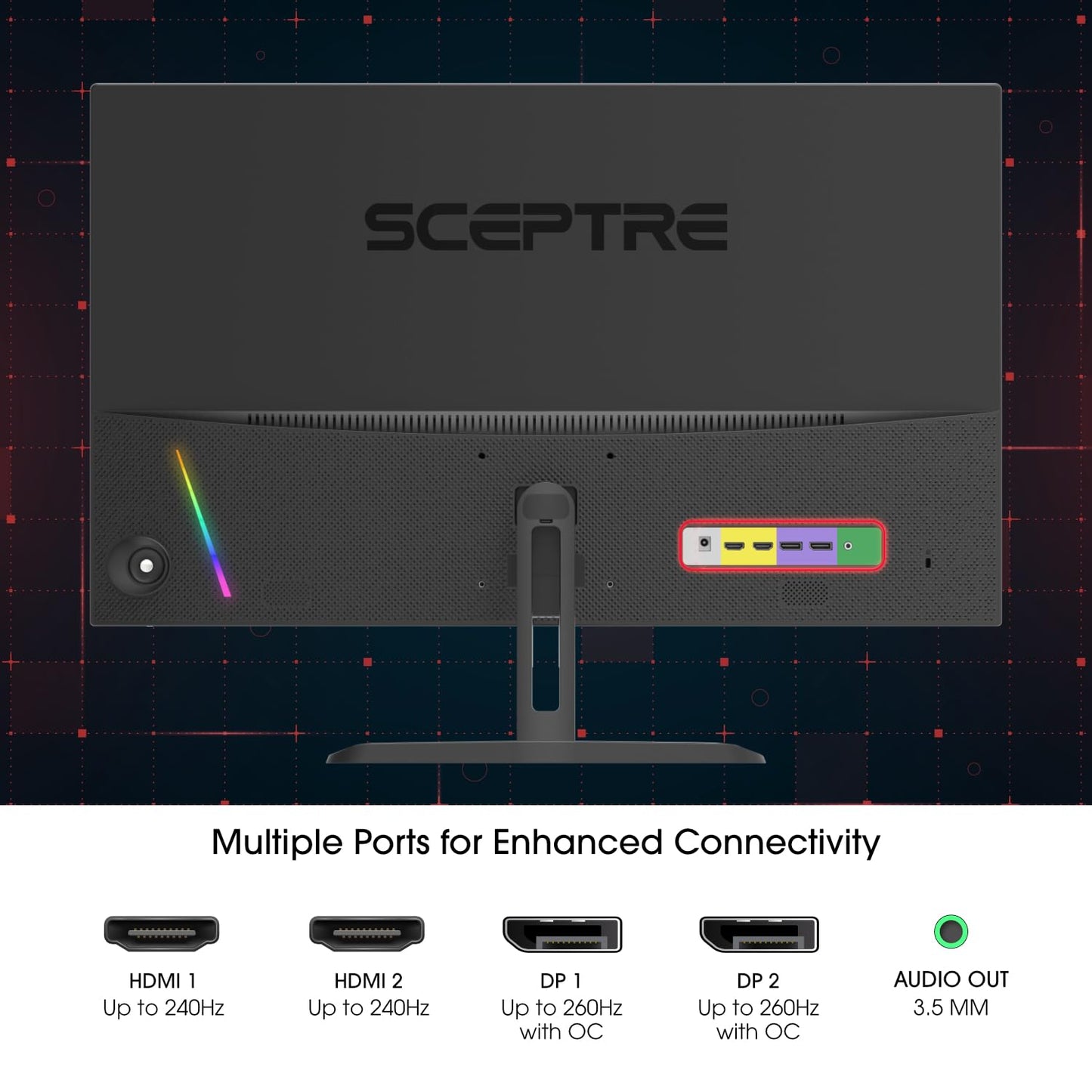 Sceptre Prime Curved 32 inch Gaming Monitor 1080p DisplayPort up to 260Hz 1500R FreeSync Premium 1ms Build-in Speakers, Machine Black 2026 (C325B-FW260D Series)