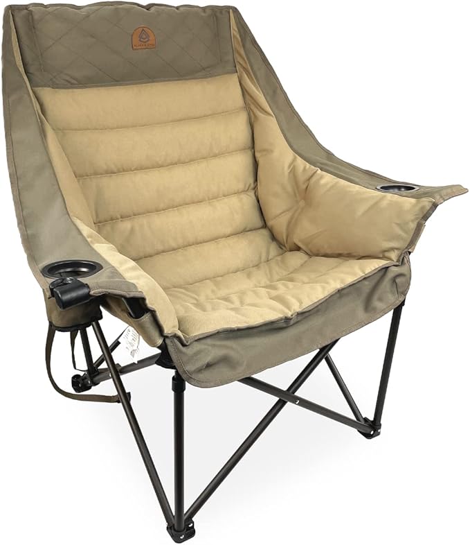Black Sierra Deluxe Padded Camping Chair for Sports & Outdoors, Oversize XL Outdoor Folding Chair Supports 400 lbs, Heavy ...