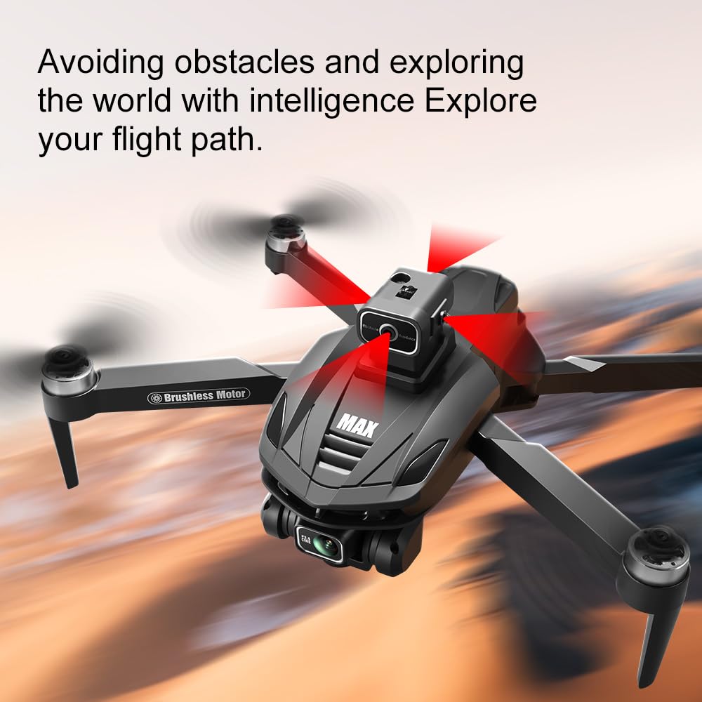 GPS Drone with 4K Dual Cameras, 4.5in Large-Screen Remote - Infrared Obstacle Avoidance, LED Night Lights, Brushless Motors, 2 Rechargeable Batteries, FPV Real-Time Transmission, Hovering Altitude Hold Mode, GPS Auto Return, Follow Me Mode - Foldable Ligh