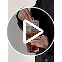 INSETLAN 20 oz Ribbed Glass Tumblers with Lids and Glass Straws – 4-Piece Glassware Set, Thickened Wall, Ideal for Iced Co...