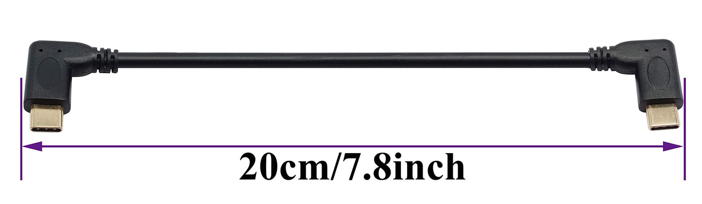 Aaotokk 90 Degree Usb 3.1 Type C Male To Male Gen 2 (10Gbps) Connector Extension Cable, Supports Charging, Data, Audio, Video Ca