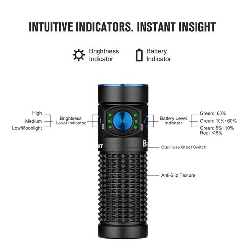 OLIGHT Baton 4 Rechargeable EDC Flashlight, 1300 Lumens Bundle with I1R 2 Pro EOS 180 LMS Keychain Light